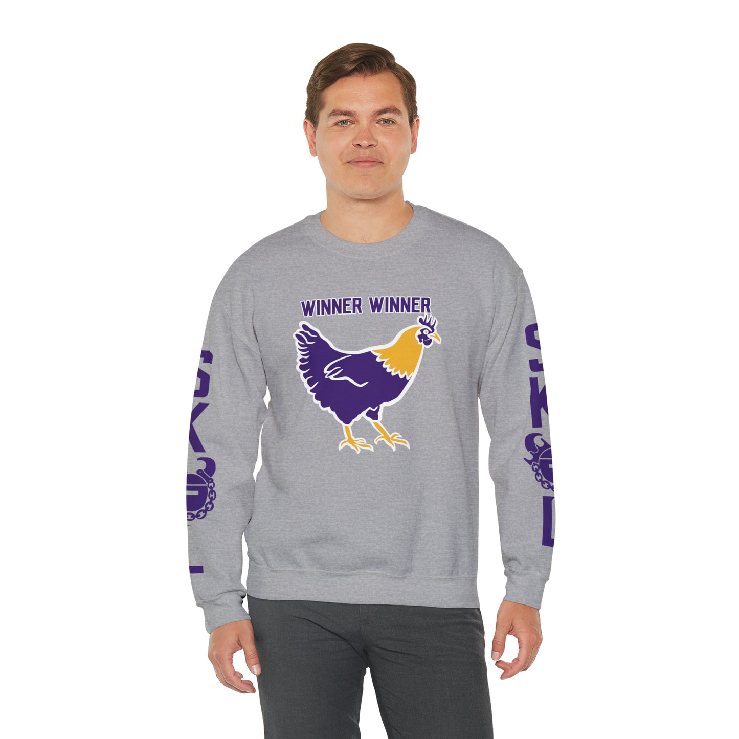 Unisex Heavy Blend™ Crewneck - Winner Winner Chicken Dinner + The Original (Sleeves)