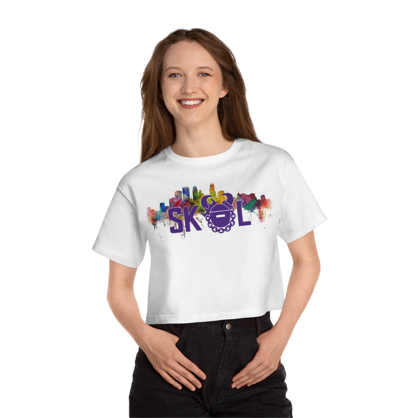Women's Champion Heritage Cropped Top - Skyline