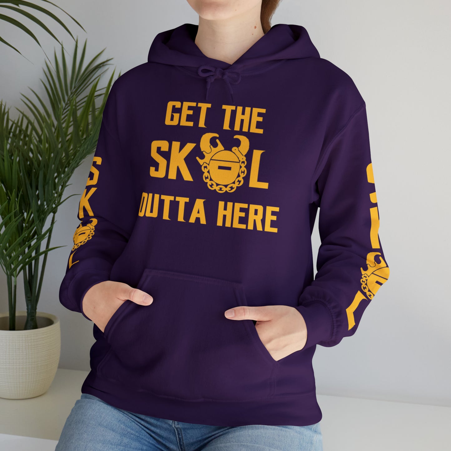 Unisex Heavy Blend™ Hooded Sweatshirt - Get OUTTA Here + Original (Sleeves)