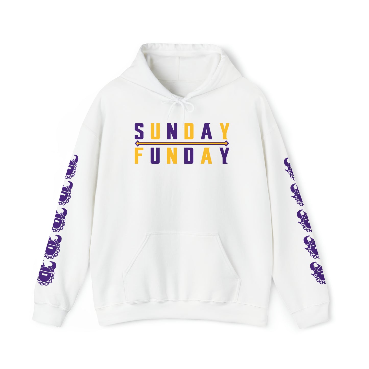 Unisex Heavy Blend™ Hooded Sweatshirt - Sunday FUNday + Game Day Helmet (Sleeves)