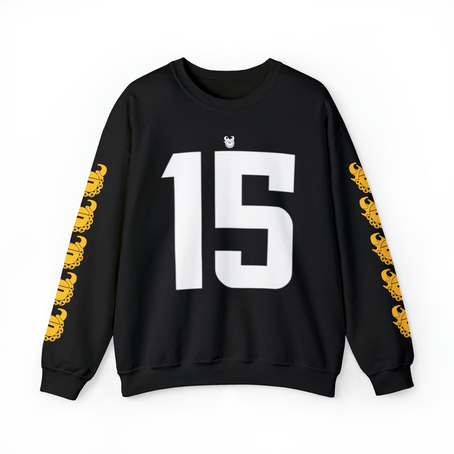Unisex Heavy Blend™ Crewneck - Jersey #15 + Game Day Helmet (Sleeves)