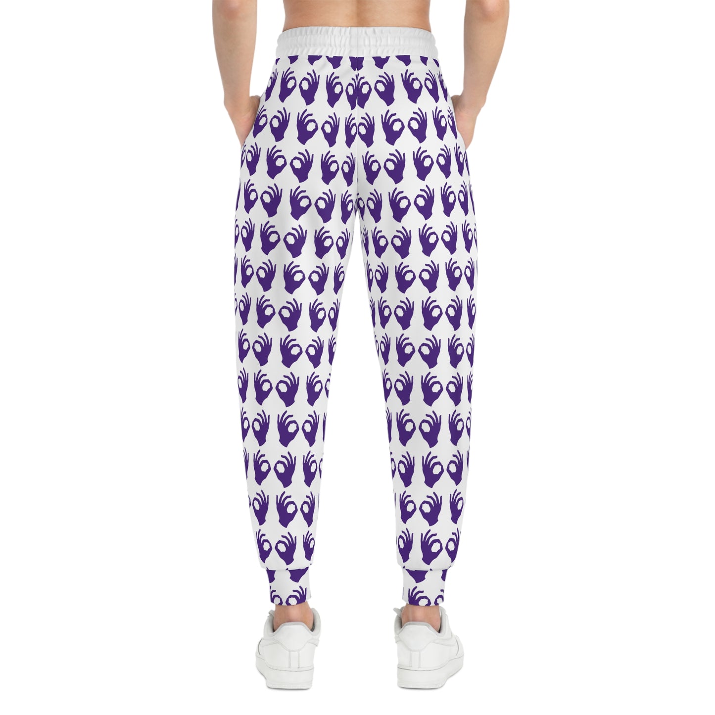 Unisex Athletic Joggers - White/Purple - Griddy