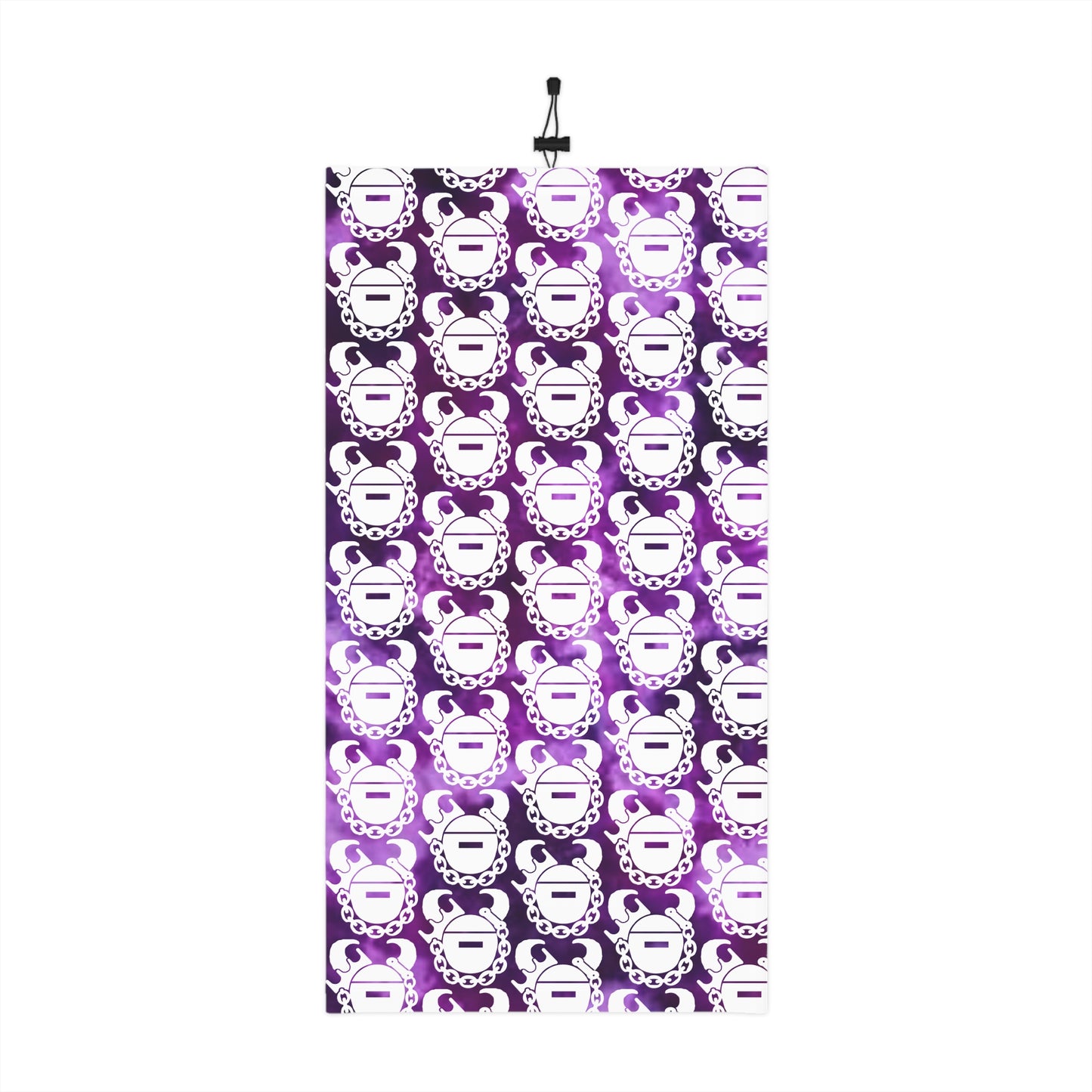 Winter Neck Gaiter With Drawstring - Purple Tie-Dye/Helmets