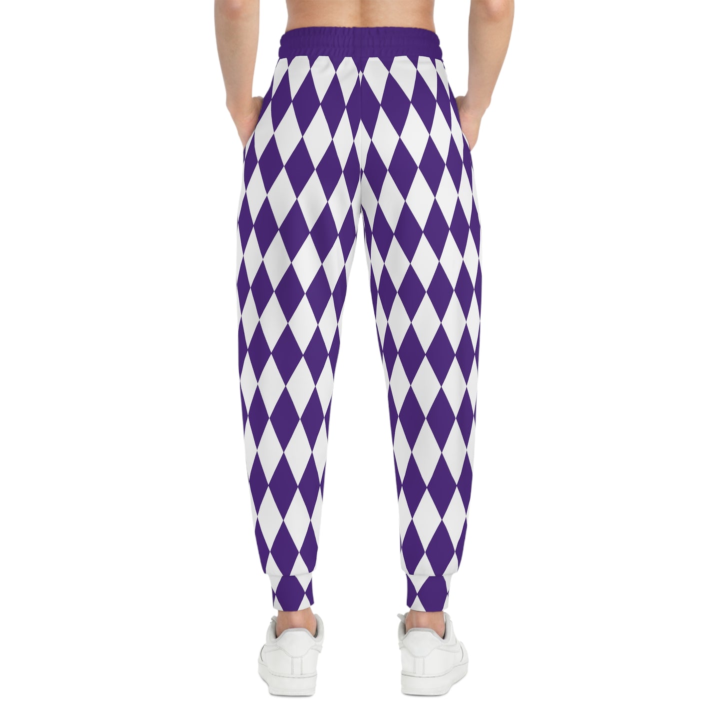 Unisex Athletic Joggers - Purple/White Diamonds
