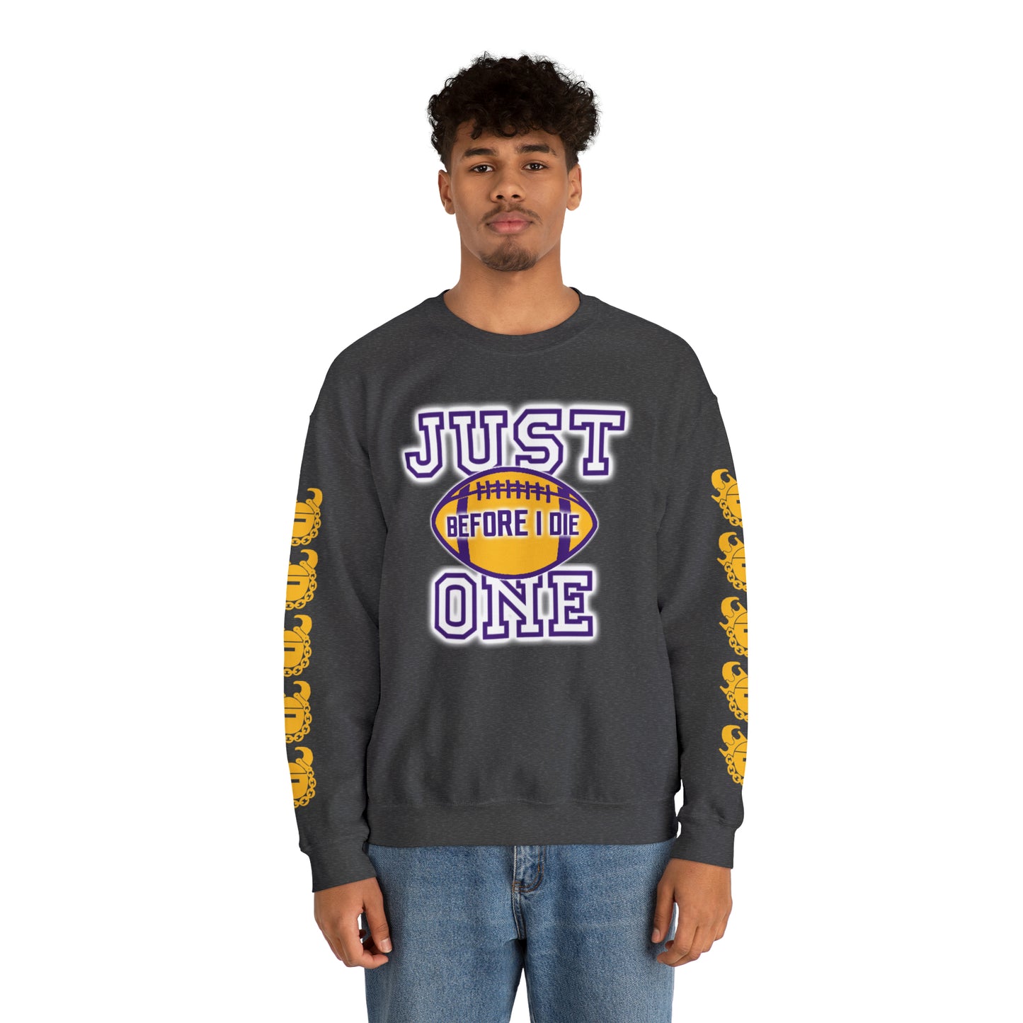 Unisex Heavy Blend™ Crewneck - Just ONE + Game Day Helmet (Sleeves)