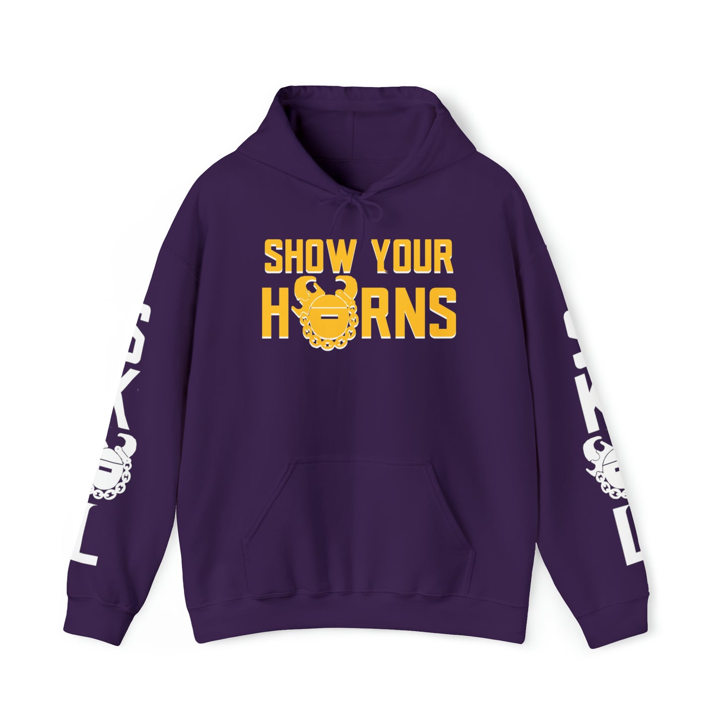 Unisex Heavy Blend™ Hooded Sweatshirt - Show Your Horns + Original (Sleeves)