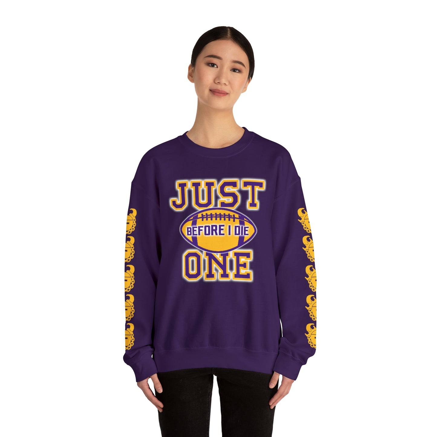 Unisex Heavy Blend™ Crewneck - Just ONE + Game Day Helmet (Sleeves)