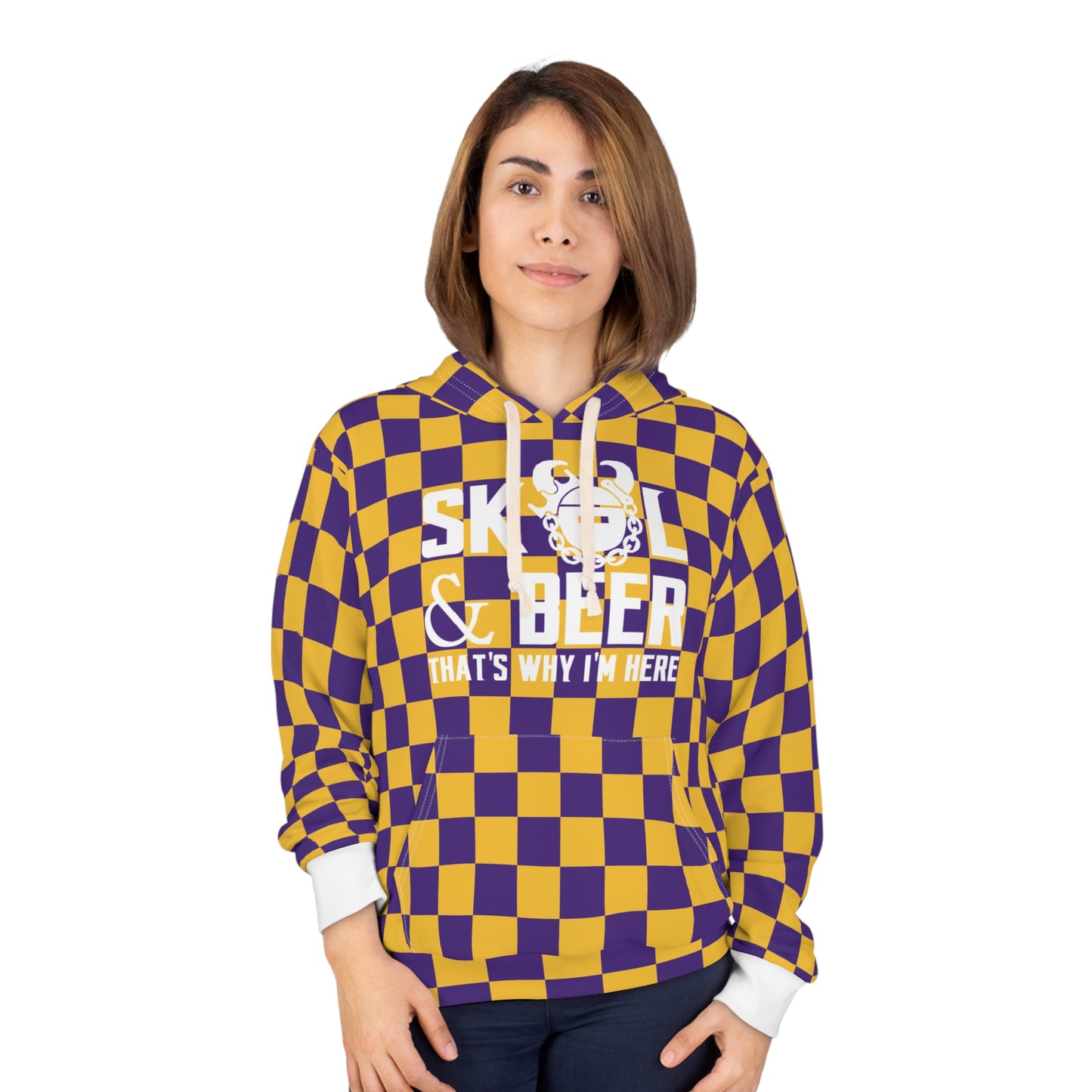 Unisex Pullover Hoodie - Checkerboard - & BEER
