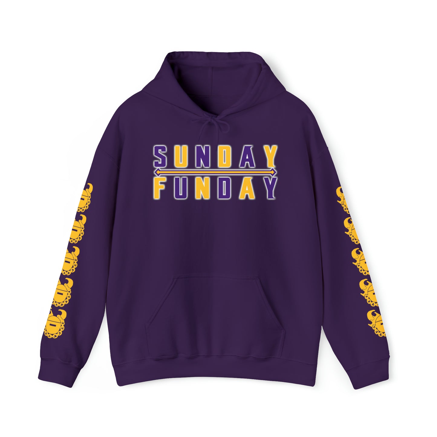 Unisex Heavy Blend™ Hooded Sweatshirt - Sunday FUNday + Game Day Helmet (Sleeves)