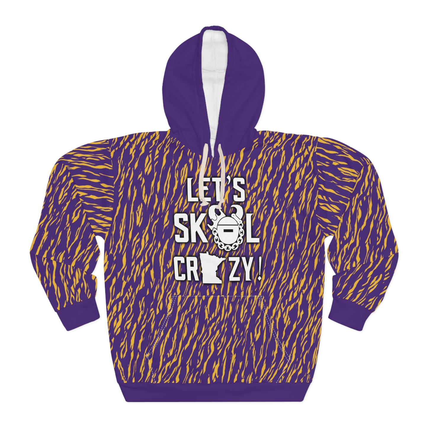 Unisex Pullover Hoodie - Zebra Print, Purple - Let's go Crazy!