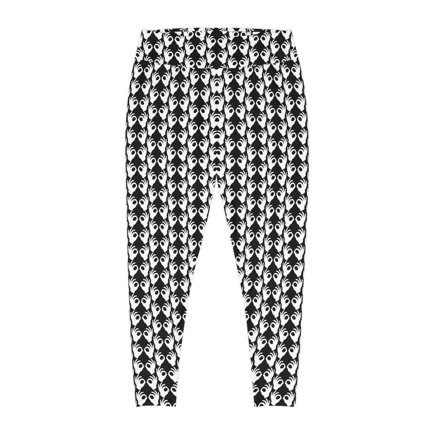Plus Size Leggings - Black/White Griddy