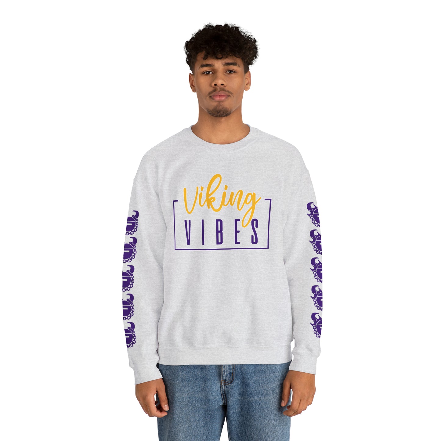 Unisex Heavy Blend™ Crewneck - Vibes + Game Day Helmet (Sleeves)