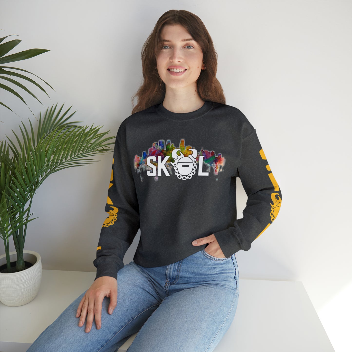 Unisex Heavy Blend™ Crewneck - Skyline + The Original (Sleeves)