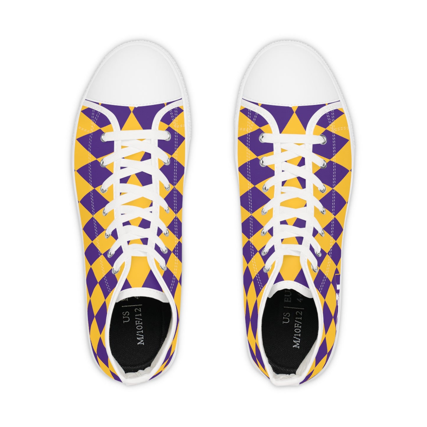 Men's High Top Sneakers - Purple/Gold Diamonds
