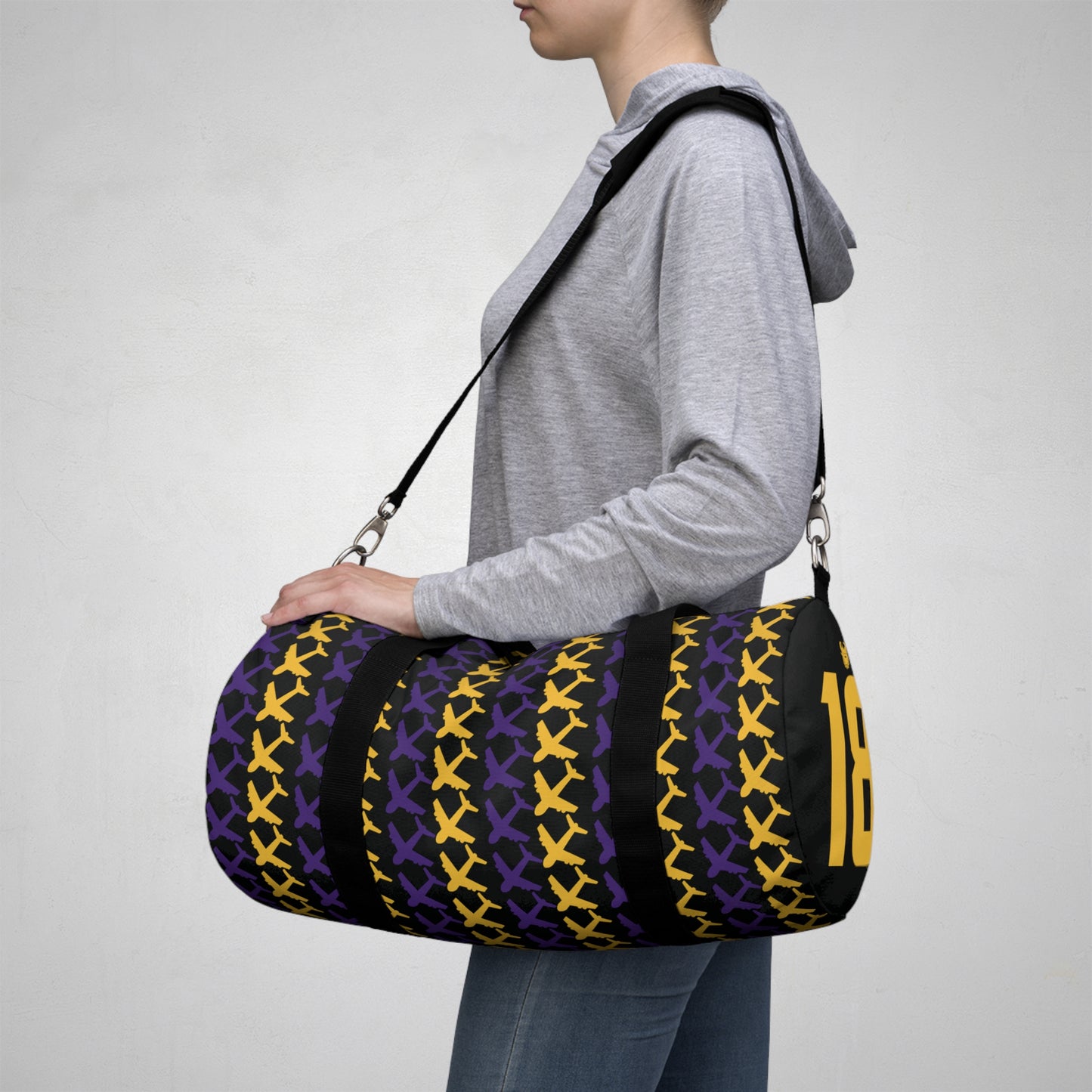 Duffel Bag - Jet Planes, Black - Jersey #18