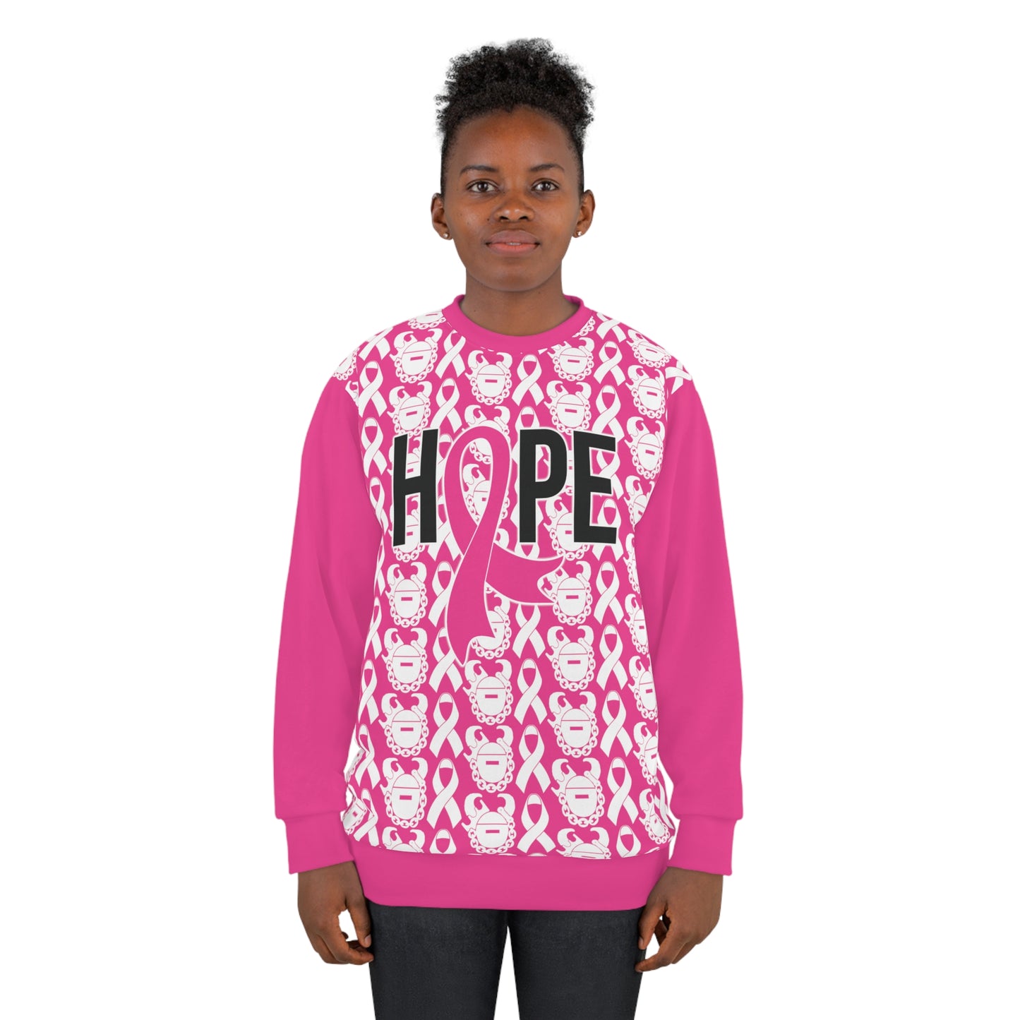 Unisex Crewneck - White Ribbon/Helmet - Hope