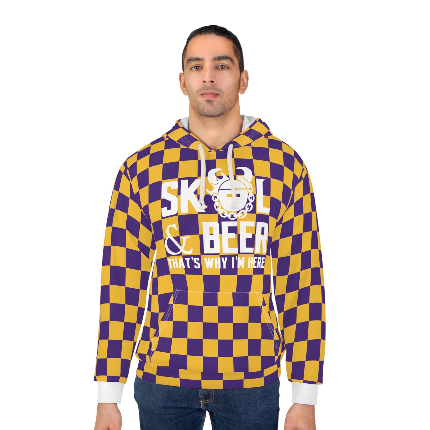 Unisex Pullover Hoodie - Checkerboard - & BEER