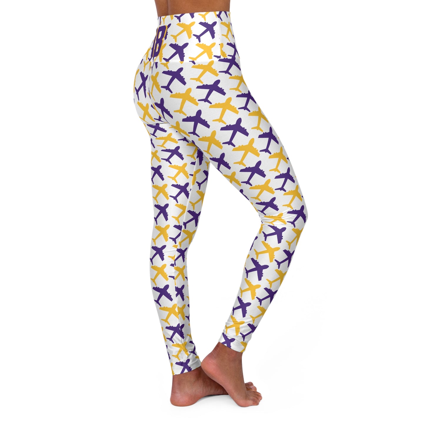 High Waisted Yoga Leggings - Jet Planes