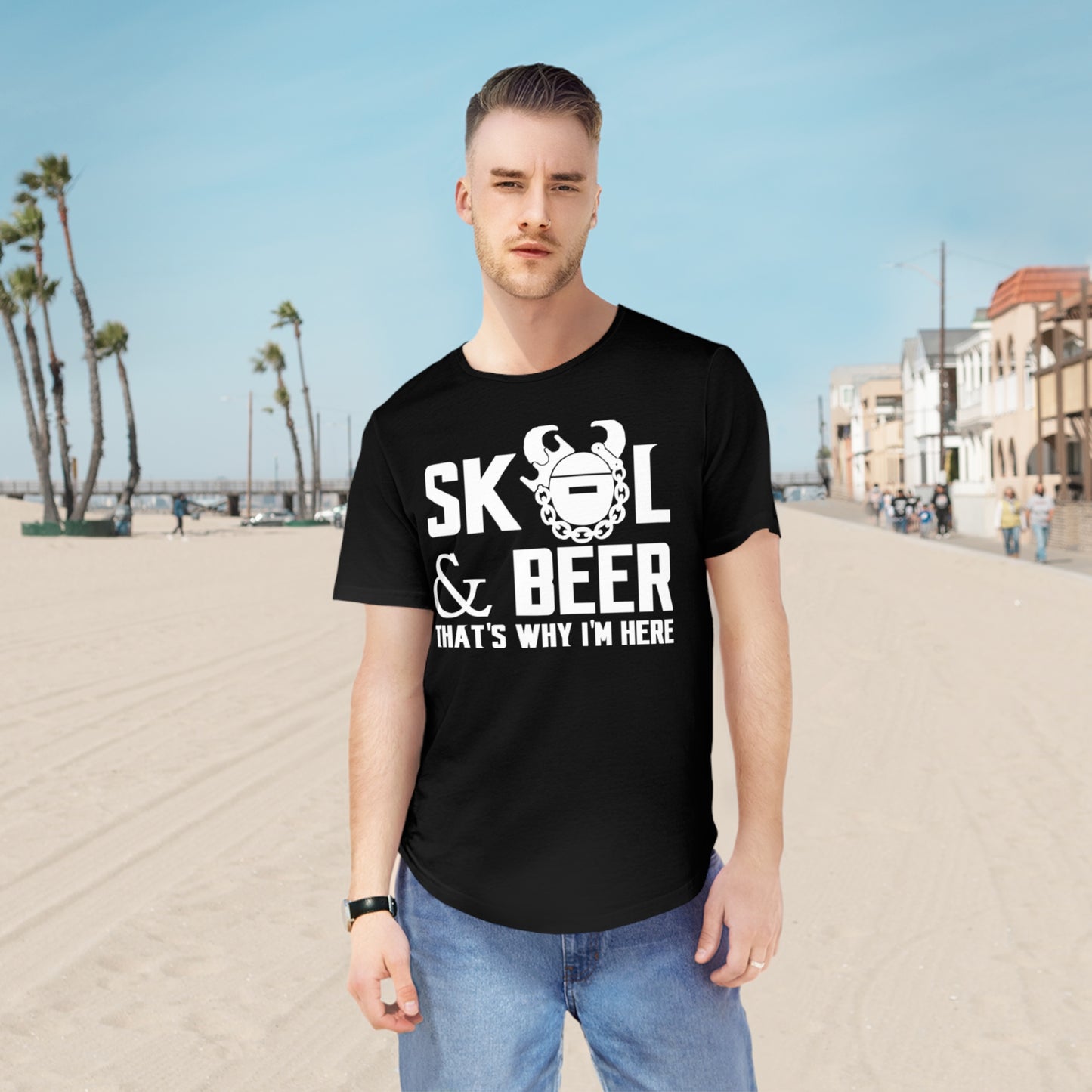 Men's Curved Hem Tee - Football & BEER