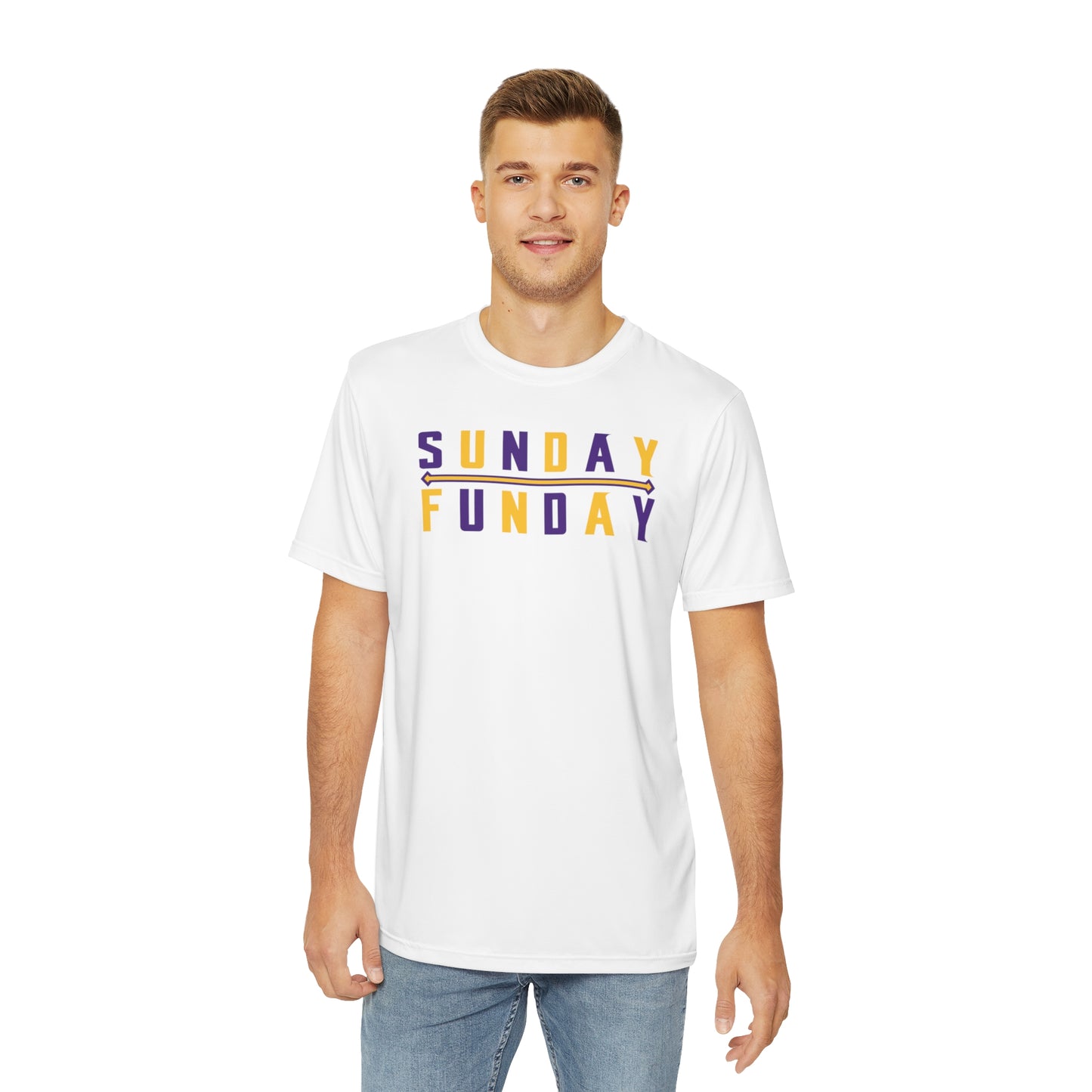 Men's Polyester Tee - White - Sunday FUNday