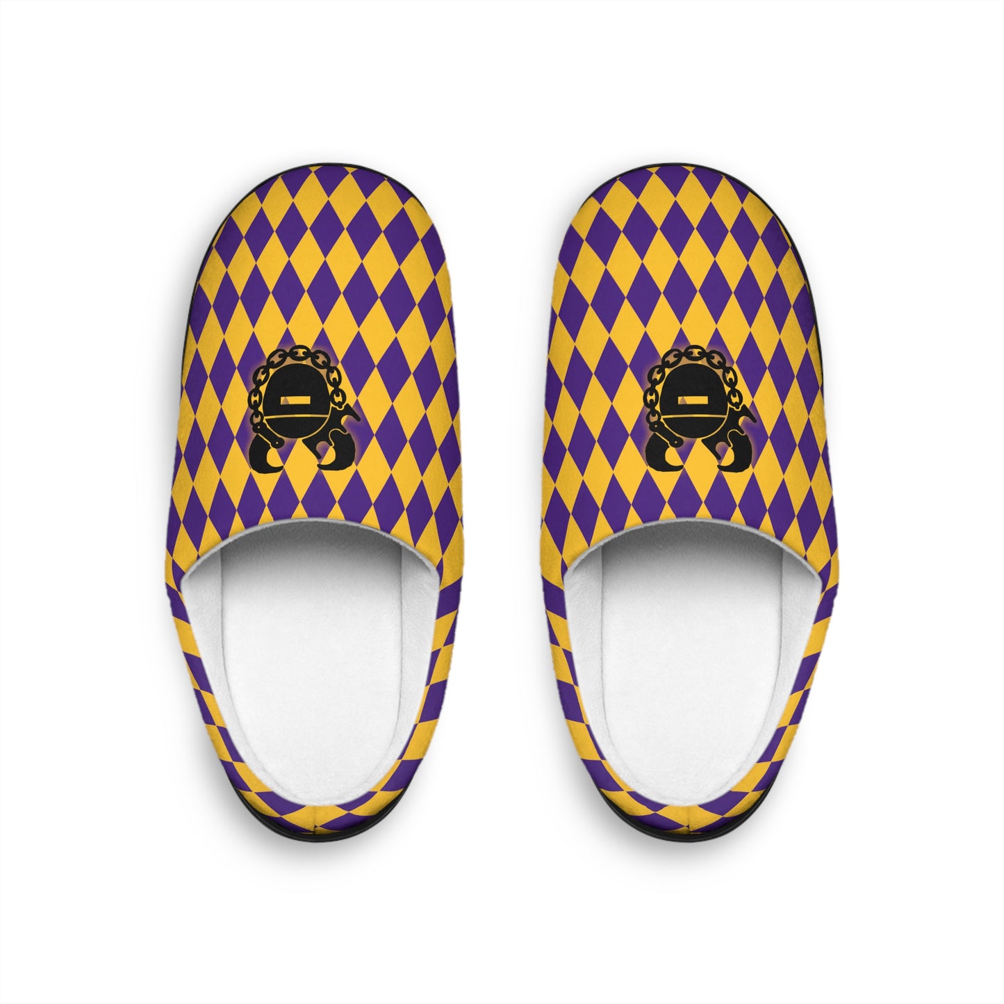 Men's Indoor Slippers - Purple/Gold Diamonds