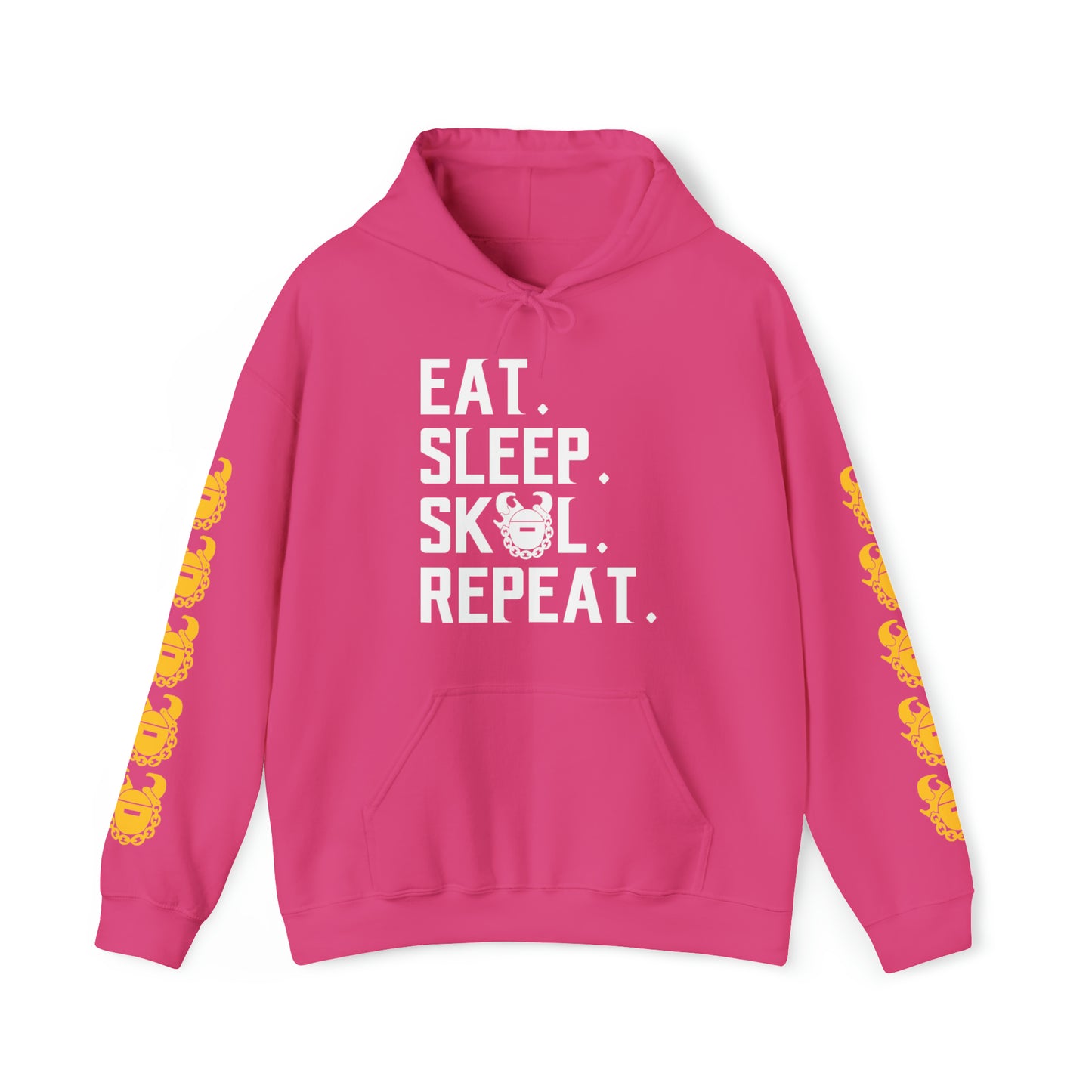 Unisex Heavy Blend™ Hooded Sweatshirt - Eat. Sleep. Repeat. + Game Day Helmet (Sleeves)