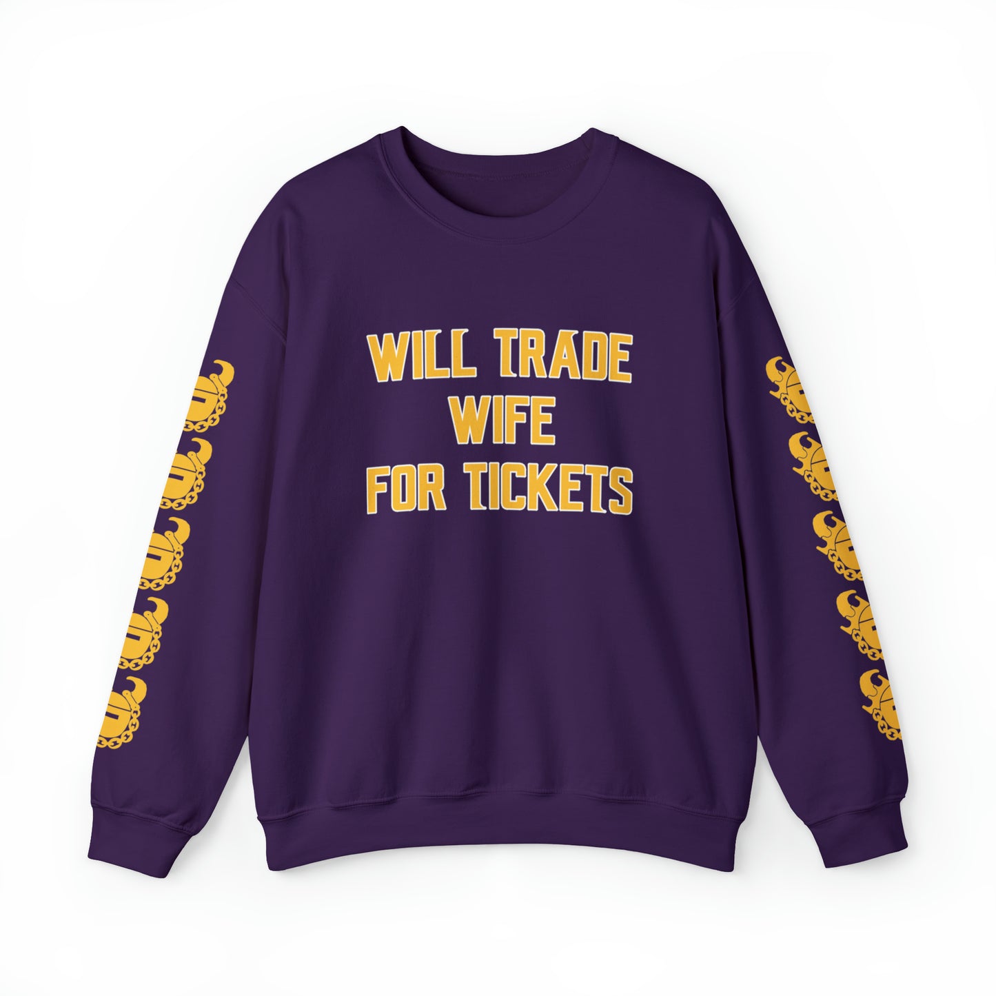 Unisex Heavy Blend™ Crewneck - Wife for Tickets + Game Day Helmet (Sleeves)