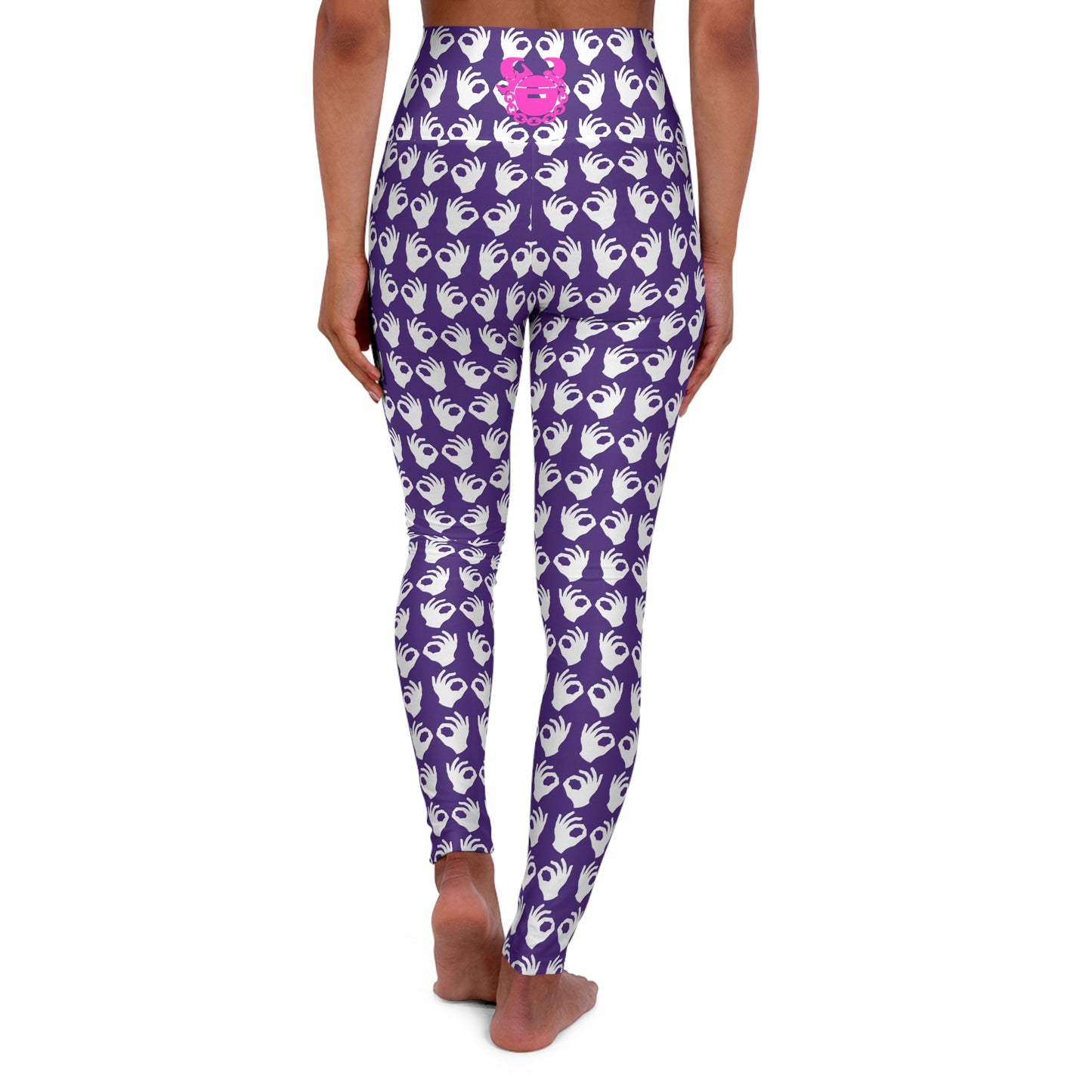 High Waisted Yoga Leggings - Purple/White Griddy