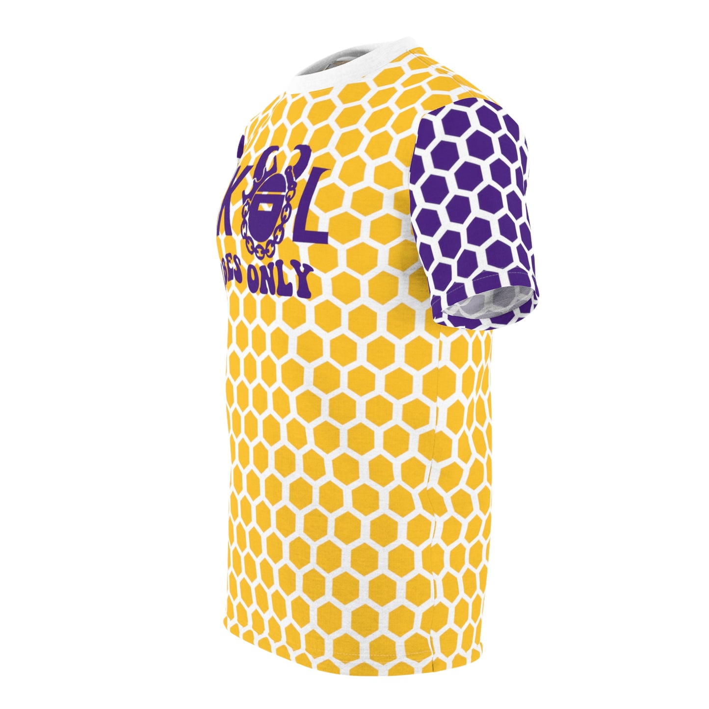 Unisex Cut & Sew Tee - Purple & Gold Hex - Good Vibes Only