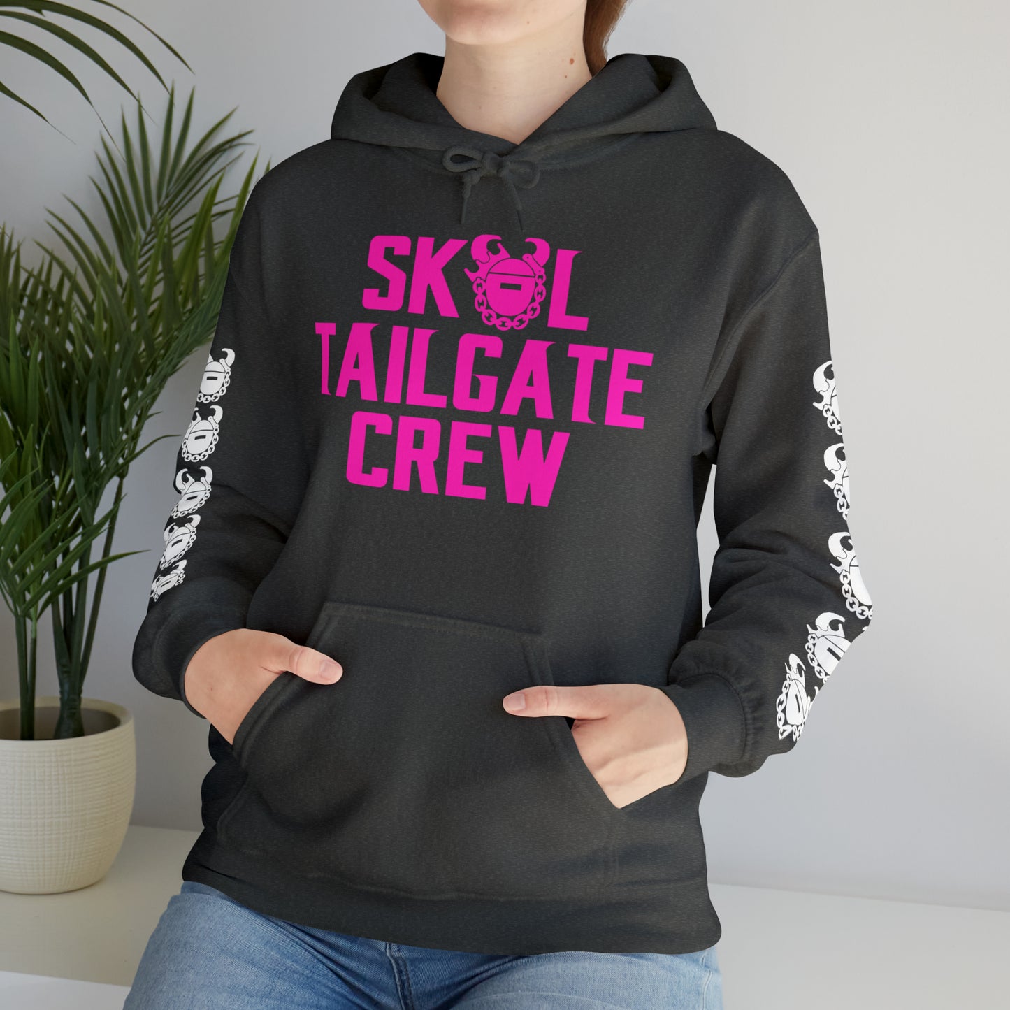 Unisex Heavy Blend™ Hooded Sweatshirt - Tailgate Crew + Game Day Helmet (Sleeves)