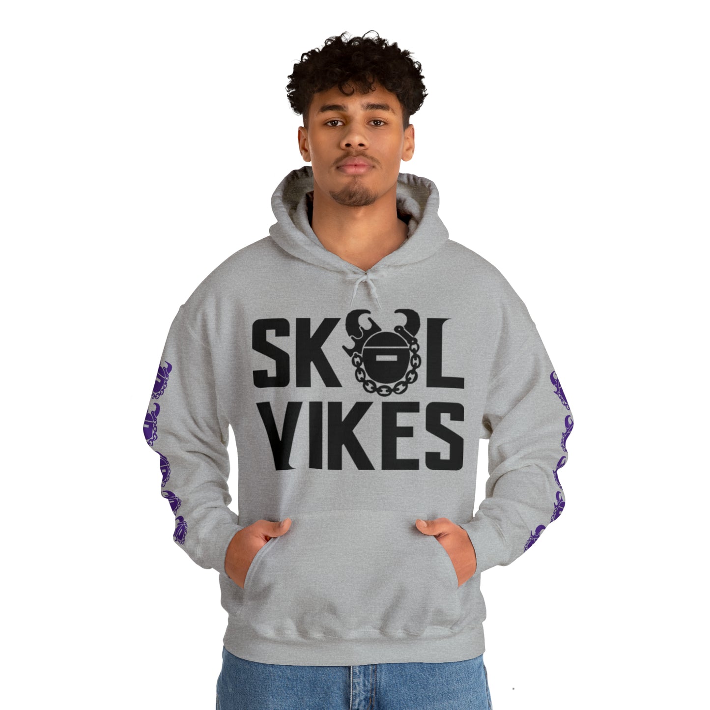 Unisex Heavy Blend™ Hooded Sweatshirt - Vikes + Game Day Helmet (Sleeves)