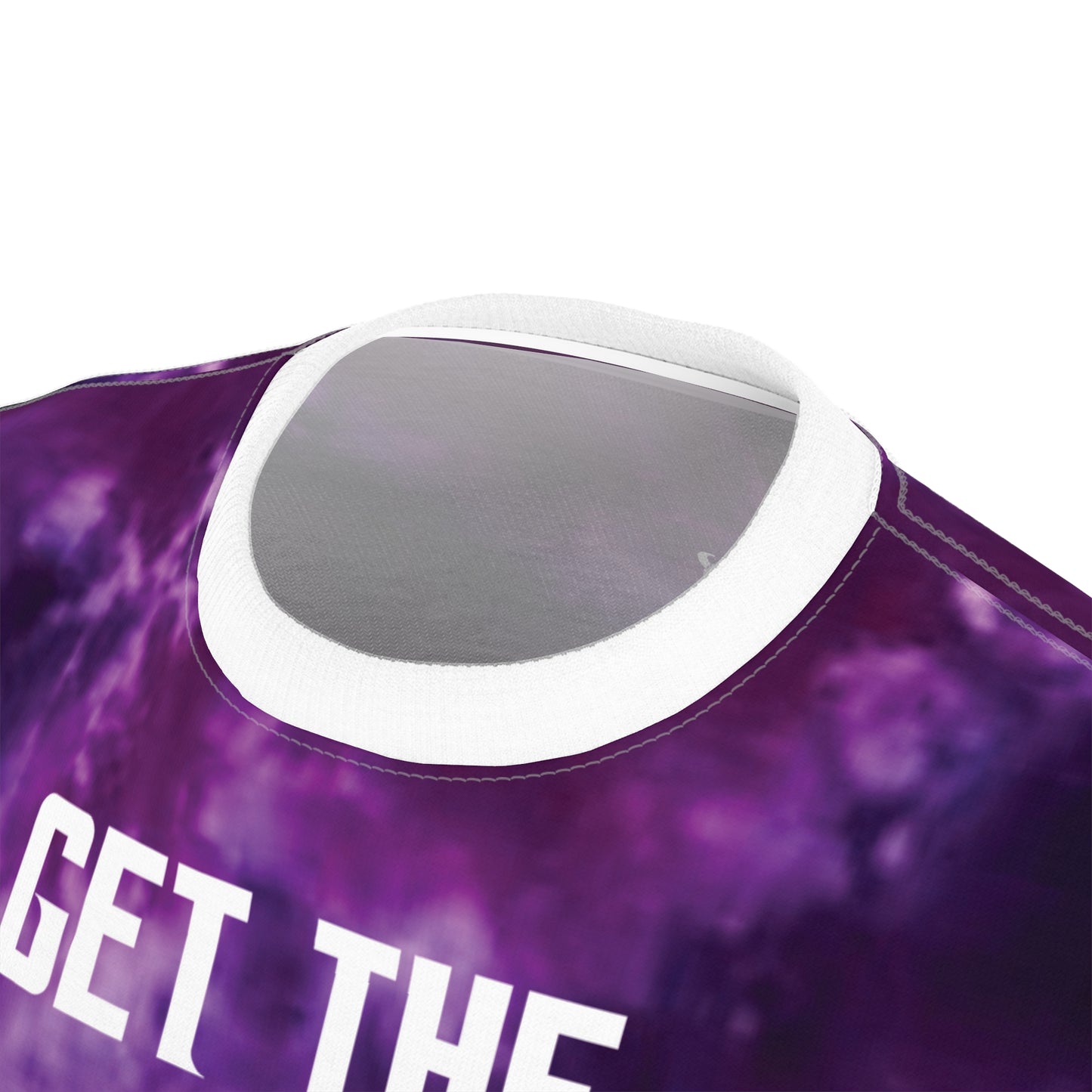 Unisex Cut & Sew Tee - Purple/Gold Tie-Dye - Get OUTTA Here