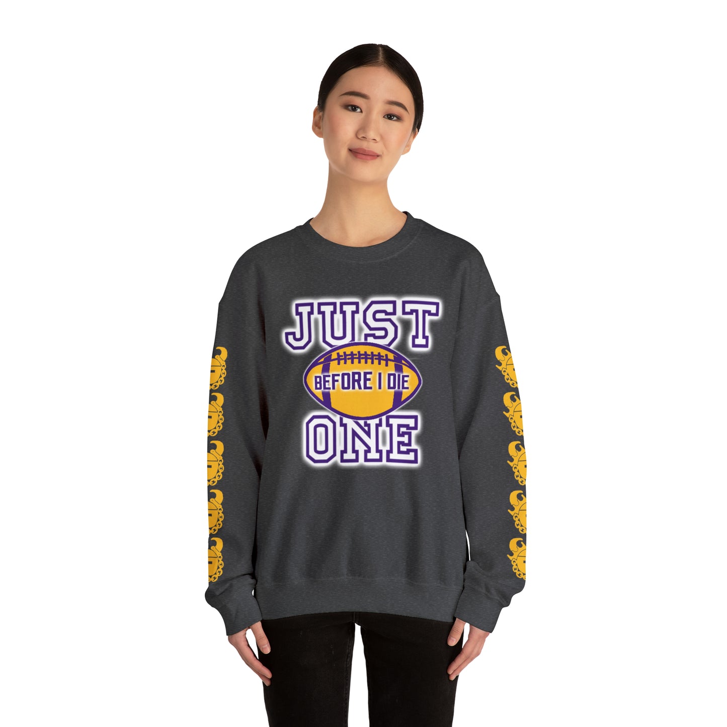 Unisex Heavy Blend™ Crewneck - Just ONE + Game Day Helmet (Sleeves)