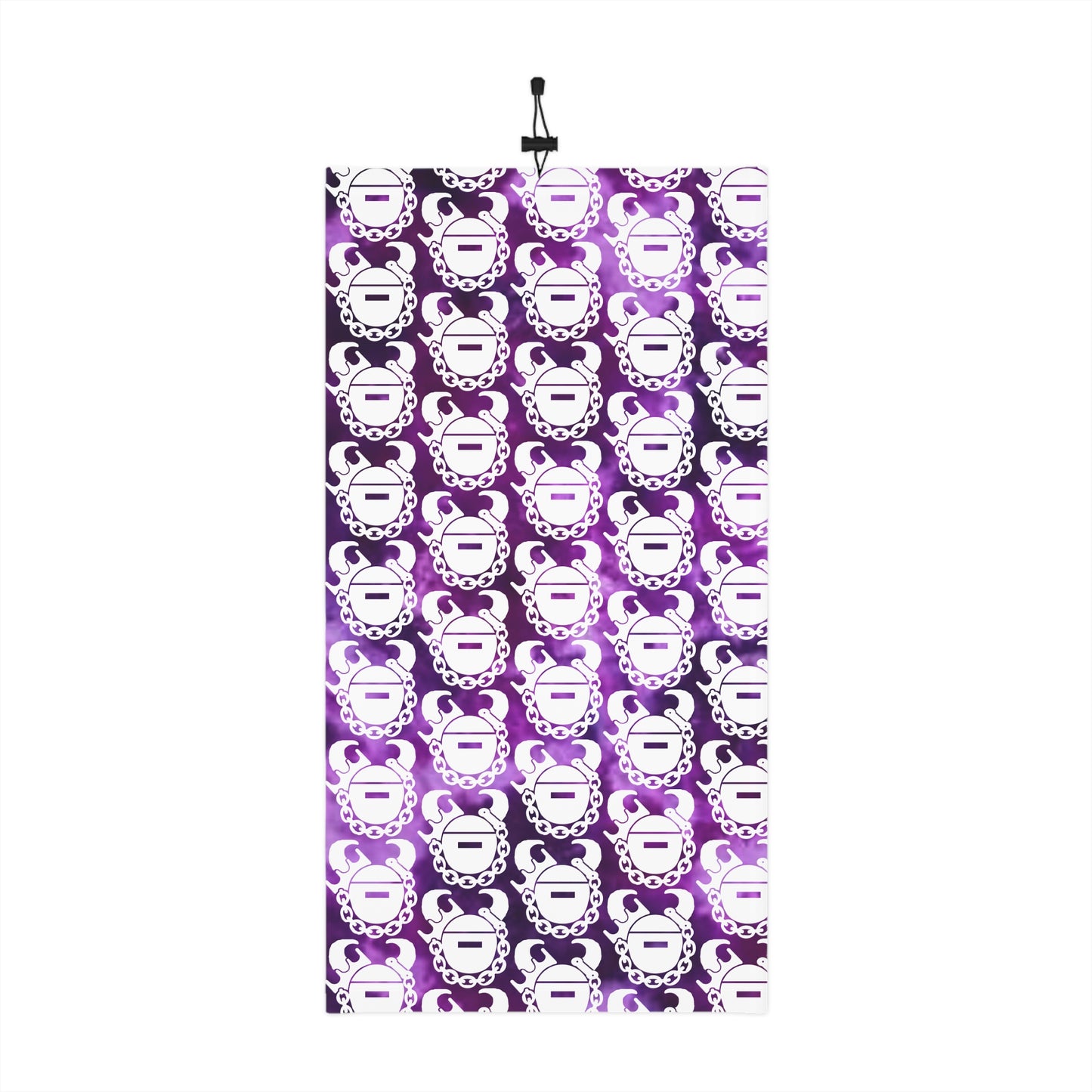 Winter Neck Gaiter With Drawstring - Purple Tie-Dye/Helmets