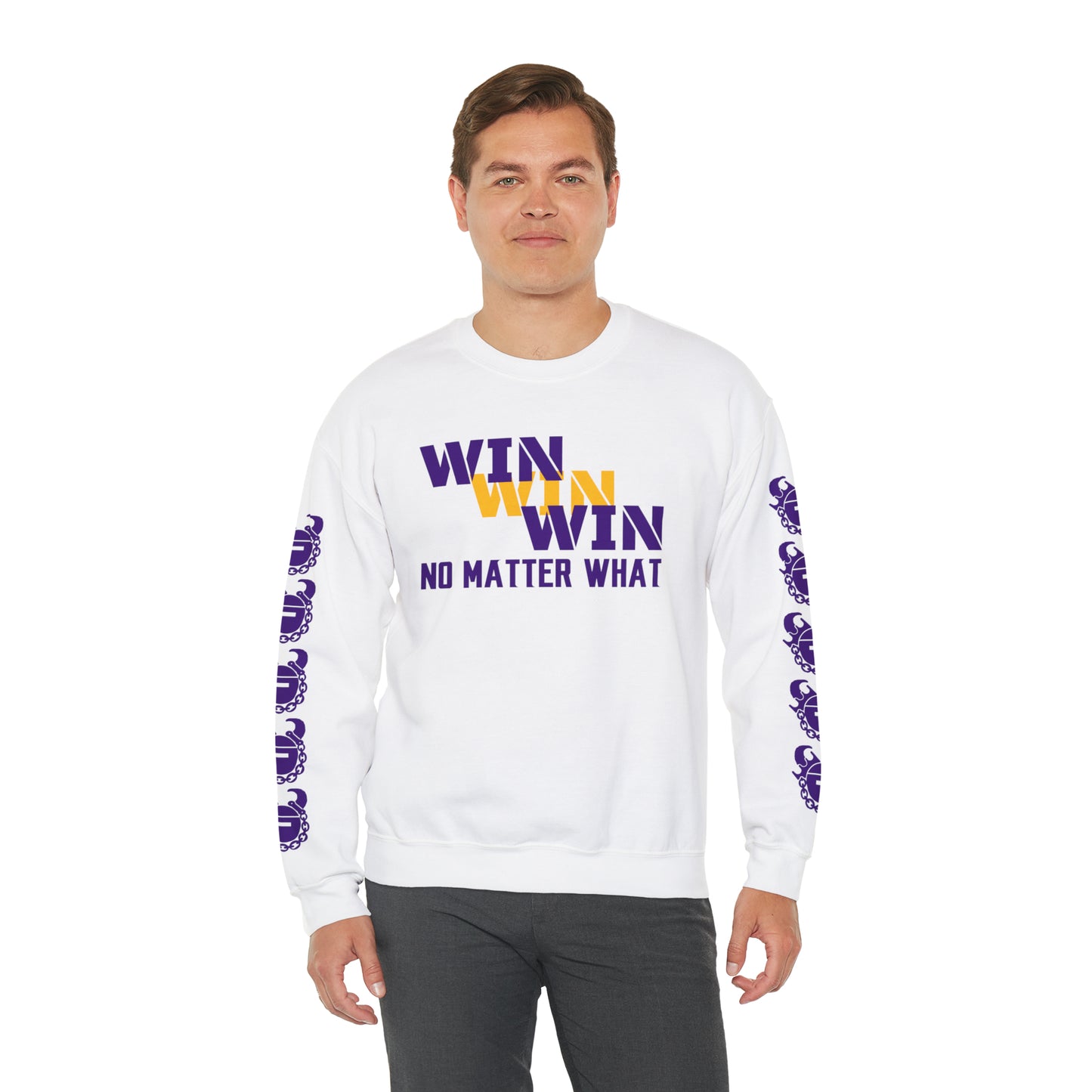 Unisex Heavy Blend™ Crewneck - No Matter What + Game Day Helmet (Sleeves)