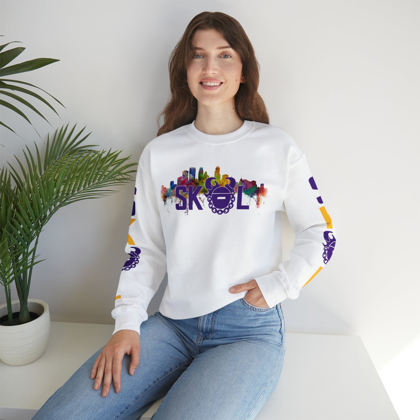 Unisex Heavy Blend™ Crewneck - Skyline + The Original (Sleeves)