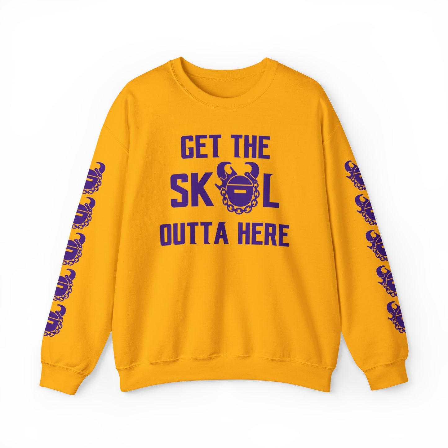 Unisex Heavy Blend™ Crewneck - Get OUTTA Here + Game Day Helmet (Sleeves)
