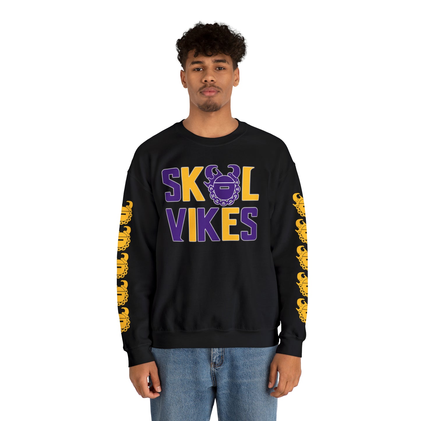 Unisex Heavy Blend™ Crewneck - Vikes + Game Day Helmet (Sleeves)