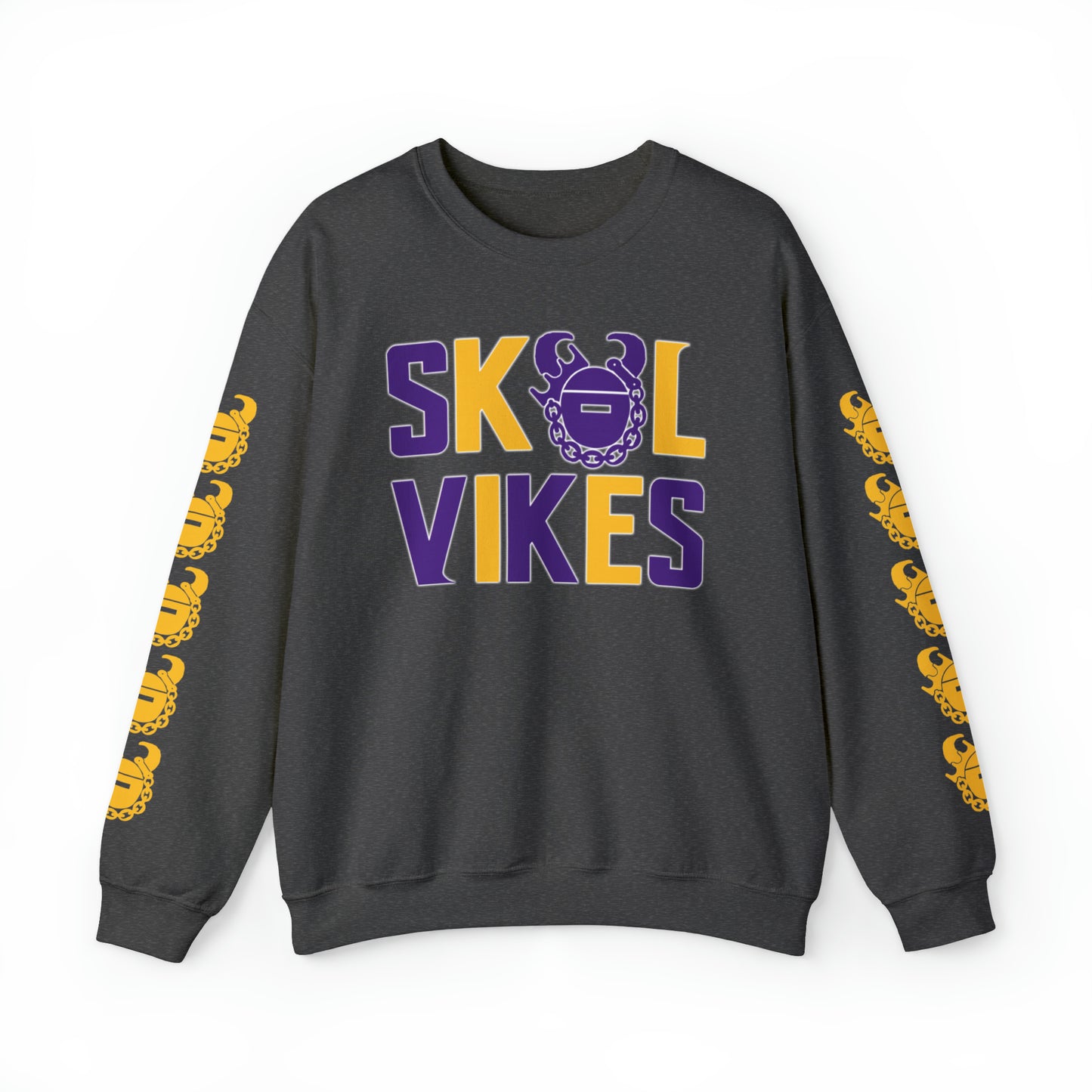 Unisex Heavy Blend™ Crewneck - Vikes + Game Day Helmet (Sleeves)