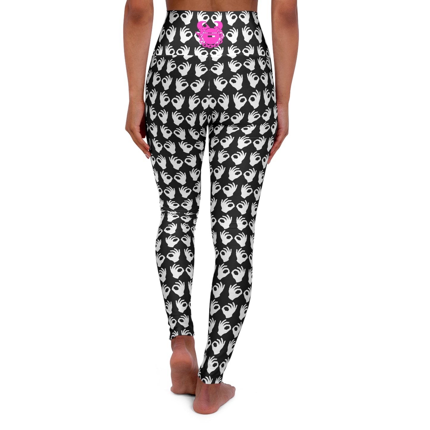 High Waisted Yoga Leggings - Black/White Griddy
