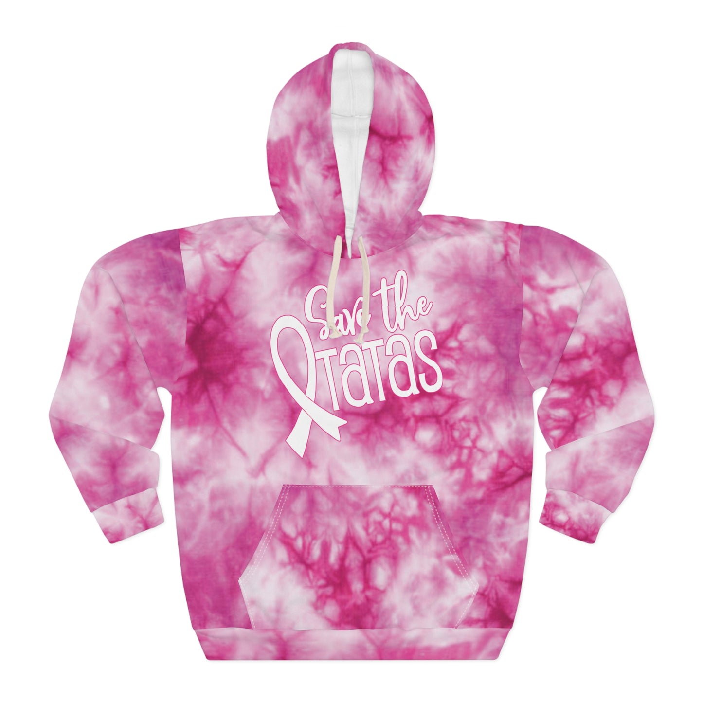Unisex Pullover Hoodie - Pink Tie-Dye - Save the TaTas