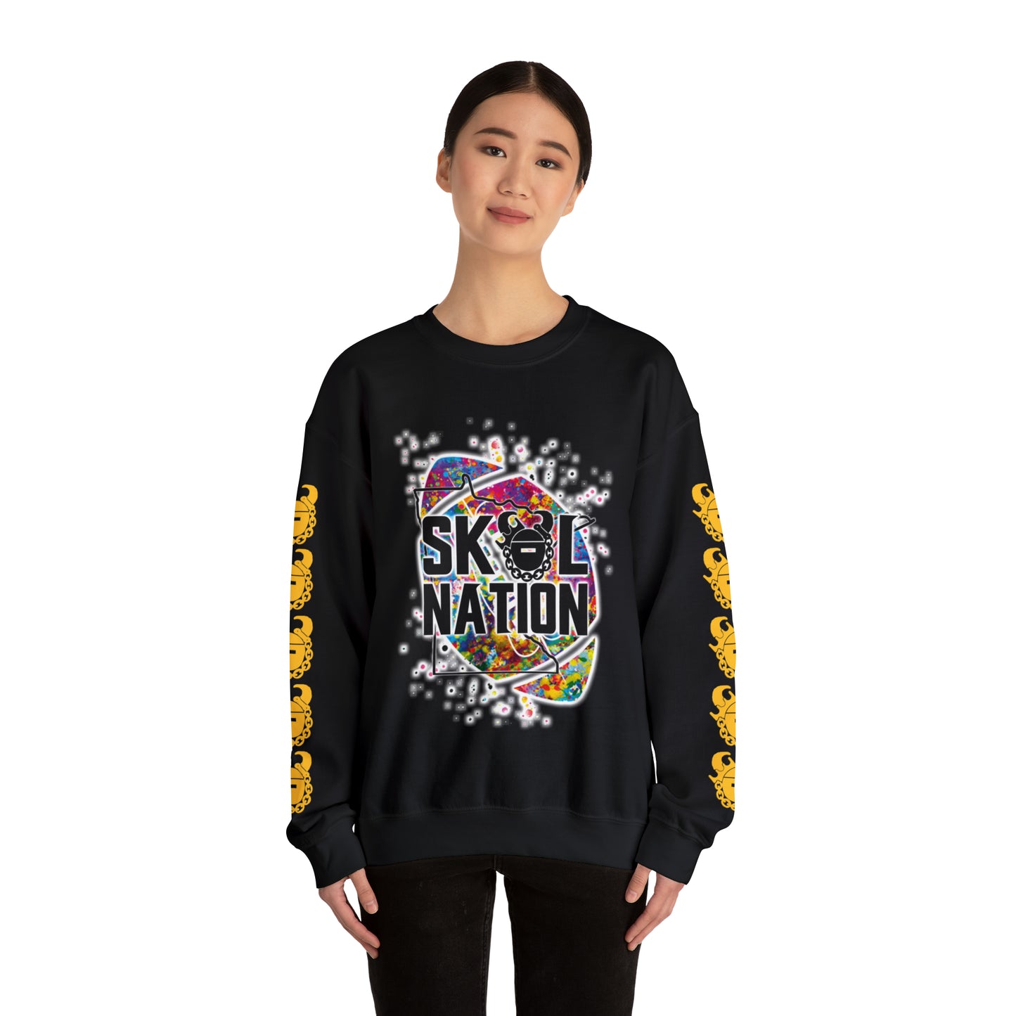 Unisex Heavy Blend™ Crewneck - MN Nation (Color Blast) + Game Day Helmet (Sleeves)