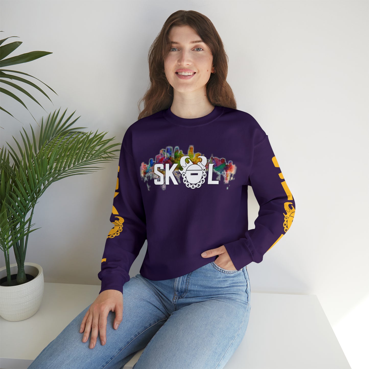 Unisex Heavy Blend™ Crewneck - Skyline + The Original (Sleeves)