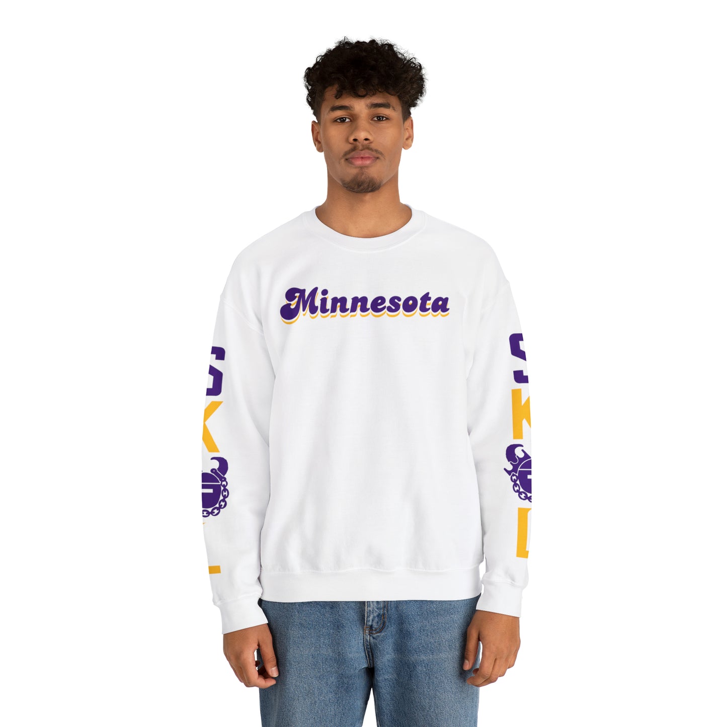 Unisex Heavy Blend™ Crewneck - Minnesota (Retro) + The Original (Sleeves)