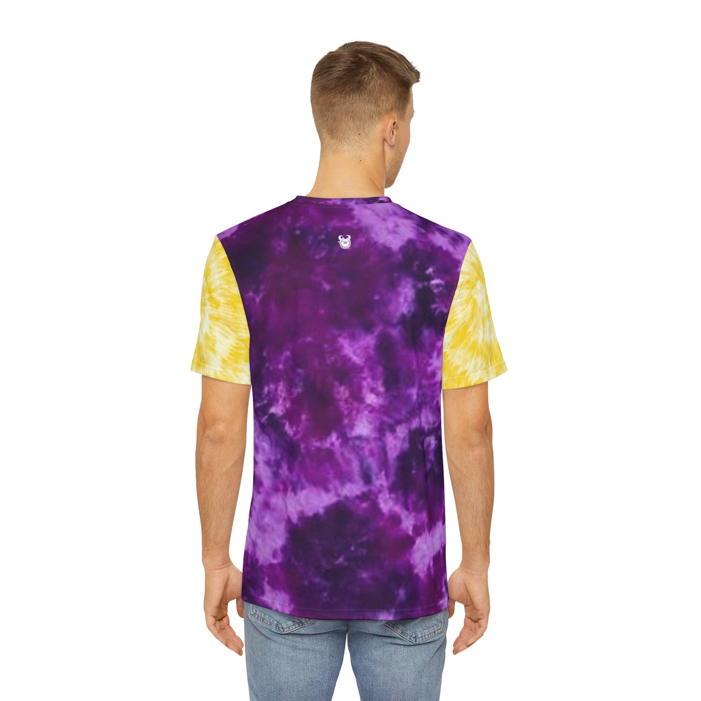 Men's Polyester Tee - Purple/Gold Tie-Dye - Show Your Horns