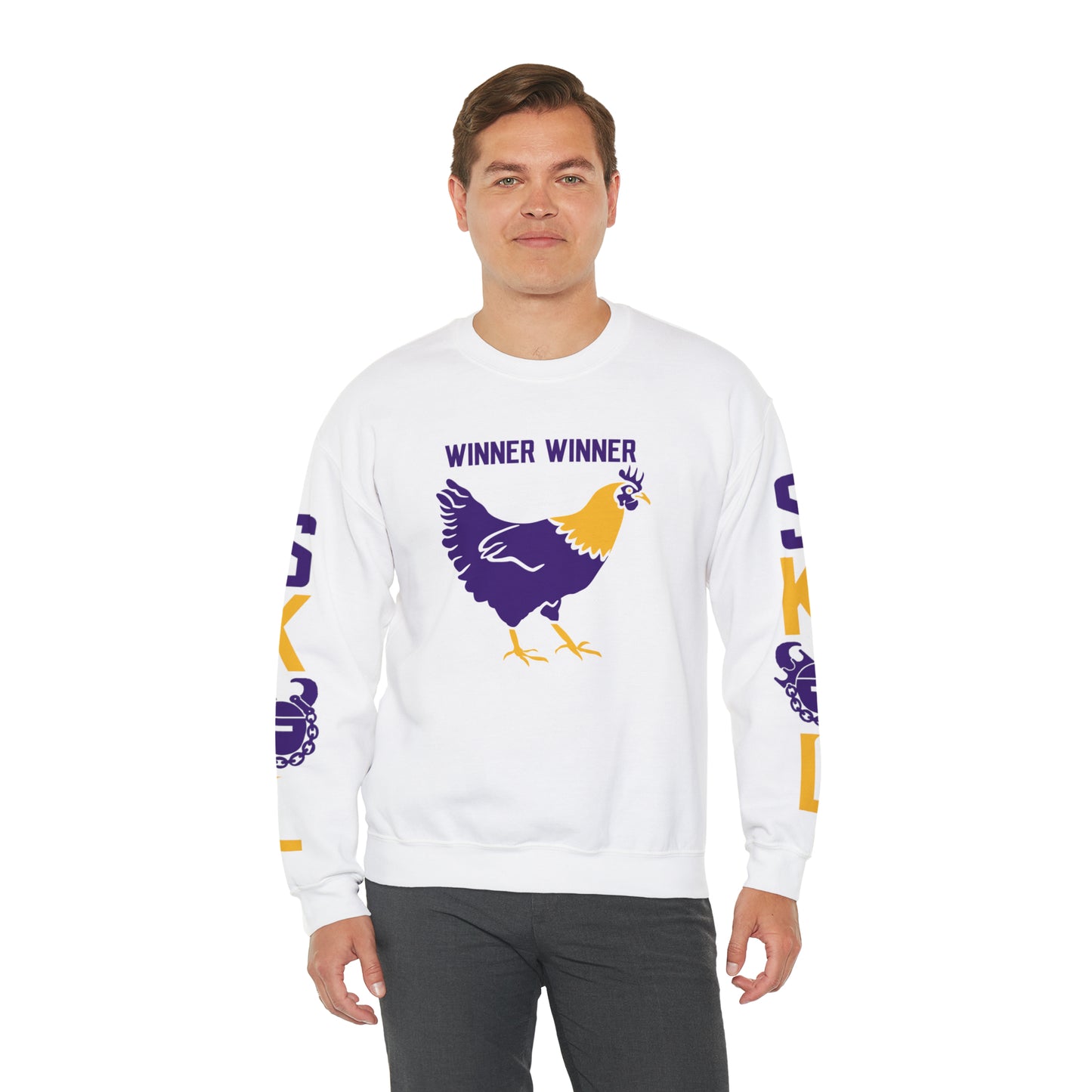 Unisex Heavy Blend™ Crewneck - Winner Winner Chicken Dinner + The Original (Sleeves)