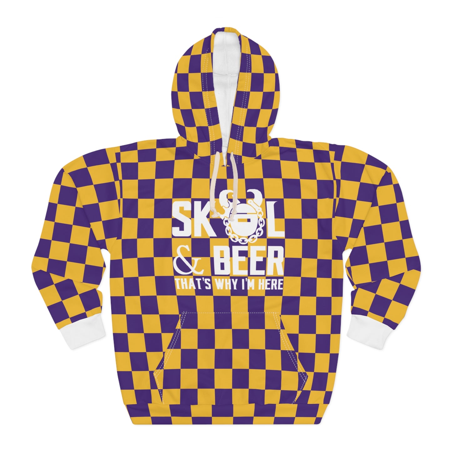 Unisex Pullover Hoodie - Checkerboard - & BEER
