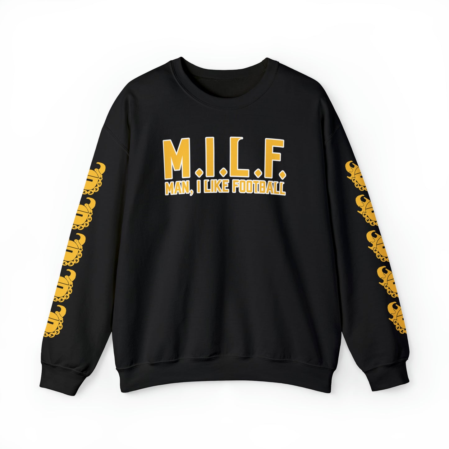 Unisex Heavy Blend™ Crewneck - M.I.L.F + Game Day Helmet (Sleeves)