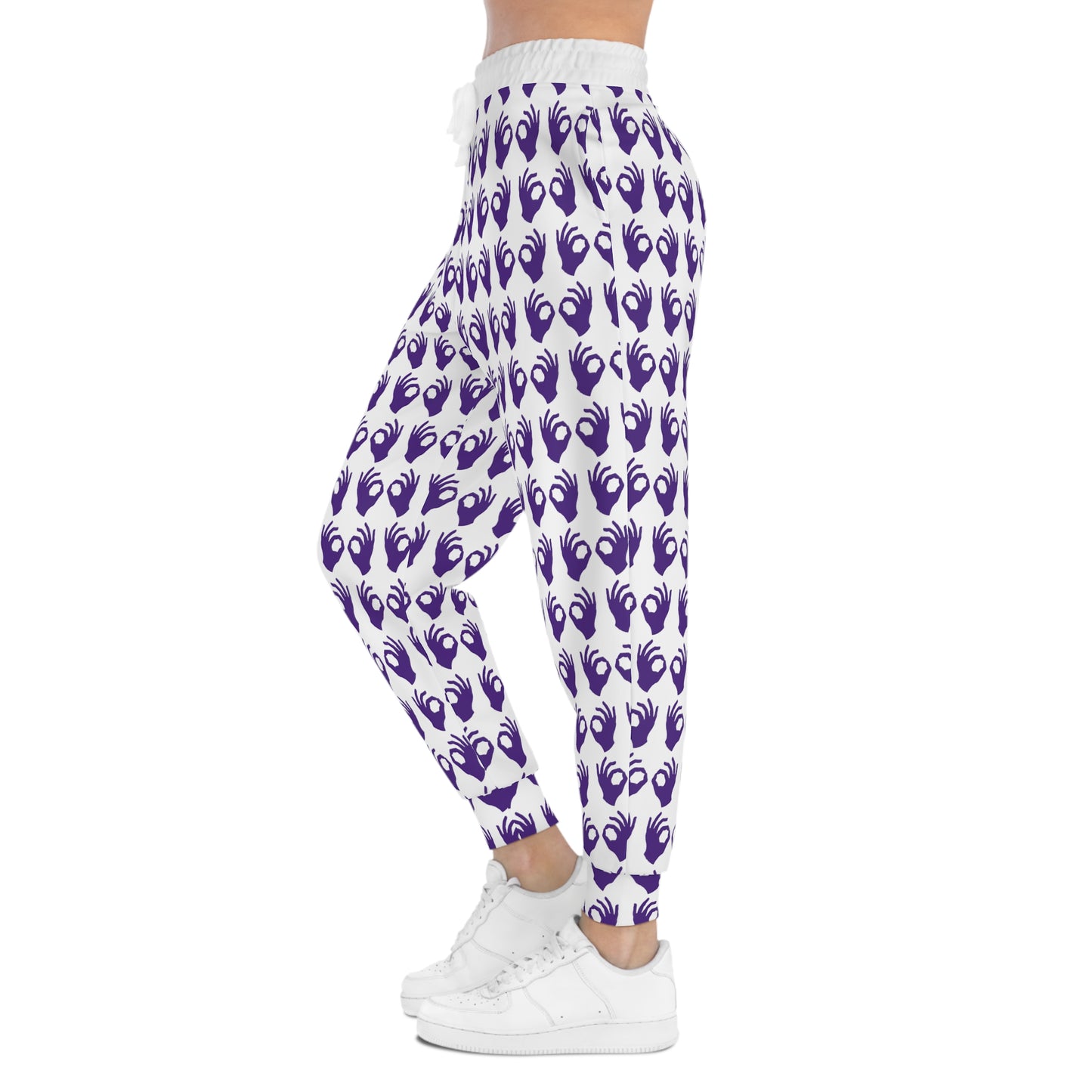 Unisex Athletic Joggers - White/Purple - Griddy