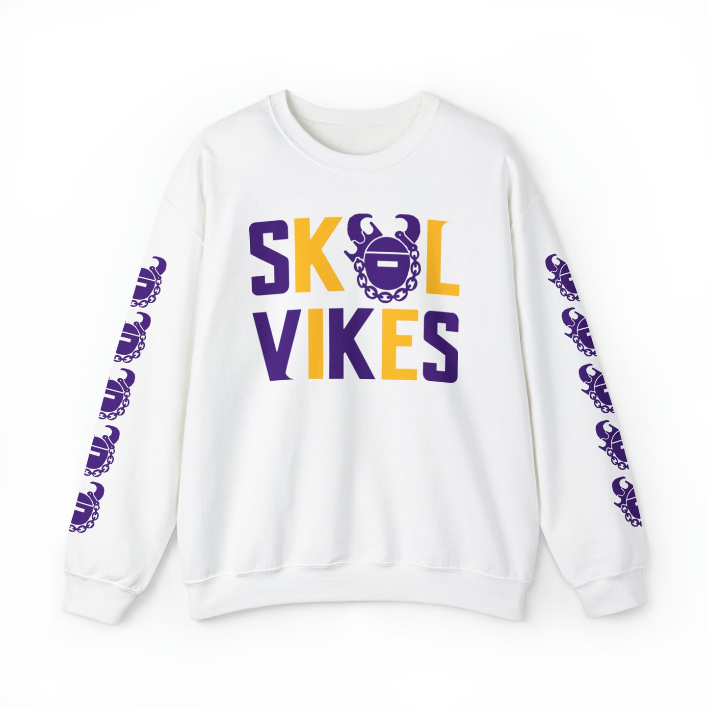 Unisex Heavy Blend™ Crewneck - Vikes + Game Day Helmet (Sleeves)